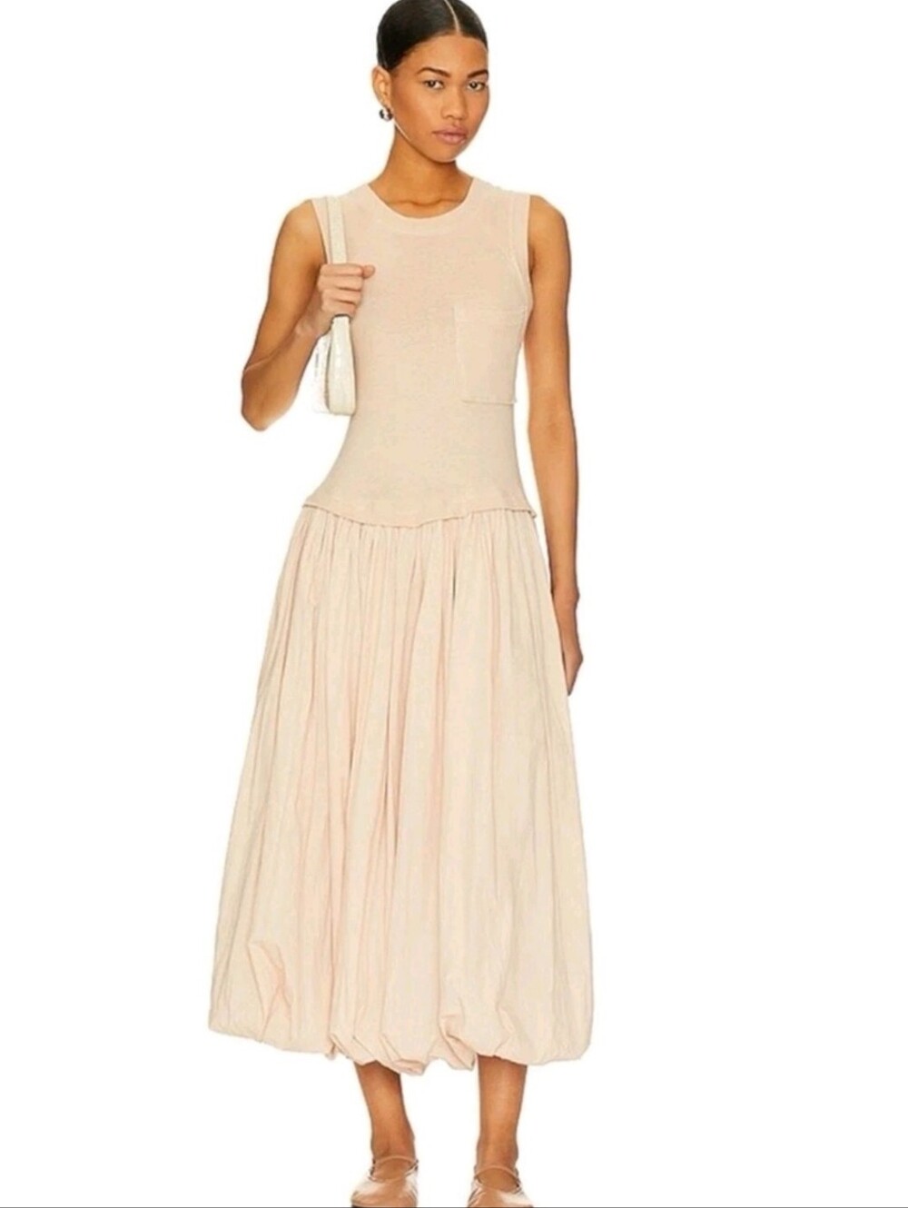 Free People Cream/Peach Bubble Hem Maxi Dress Xsmall